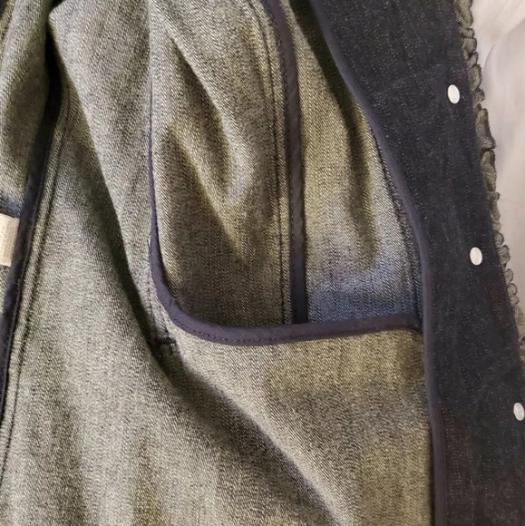 Woman's Charter Club Button Down Large Denim Coat - Picture 5 of 8